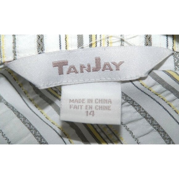 TanJay Ladies White Striped Double Button Jacket 14 Pockets 3/4 Cuffed Sleeves - Picture 9 of 10